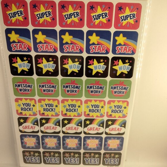 Emoji Teacher Reward Stickers American Greetings Smiley Face Wow Awesome Super - Picture 7 of 7